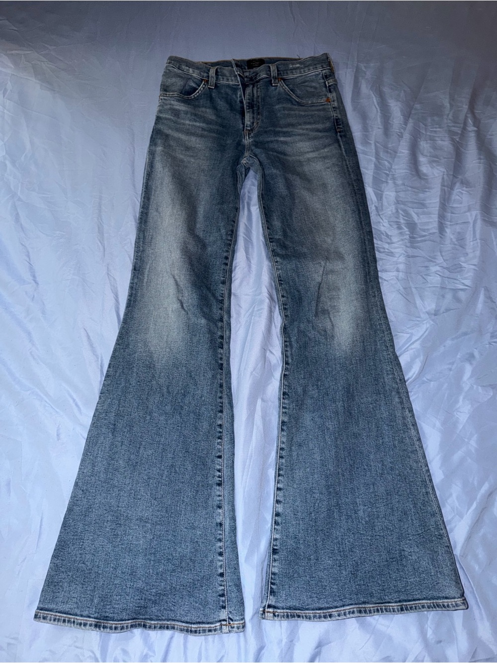 Citizens Of Humanity Faded Blue Wide-Leg Flare Jeans